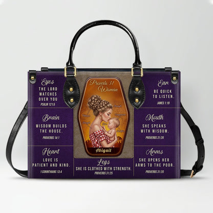 Personalized Proverbs 31 Woman Leather Handbag | ChristianArtBag Custom Faith-Based Purse