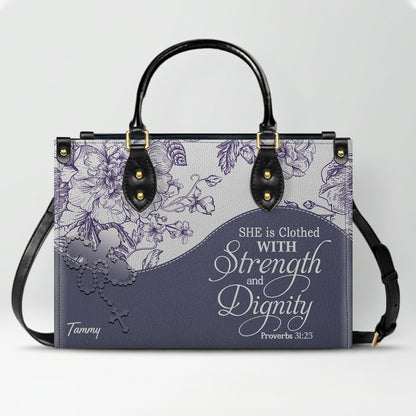 Christian Personalized Leather Handbag Flower for Women – Custom Name & Scripture | CHRISTIANARTBAG CAB031326