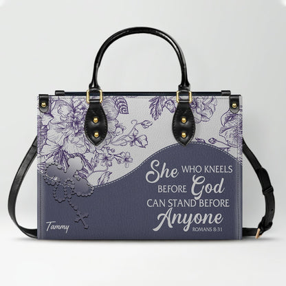 Christian Personalized Leather Handbag Flower for Women – Custom Name & Scripture | CHRISTIANARTBAG CAB031326