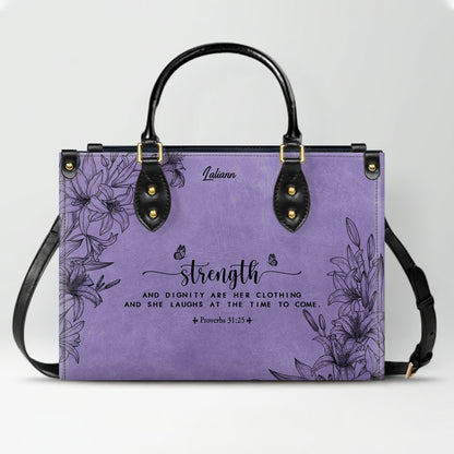 CHRISTIANARTBAG Personalized Purple Leather Bag - Custom Bible Verse Handbag - Floral Christian Gifts for Her - Numbers 6:24-26 Blessing Tote