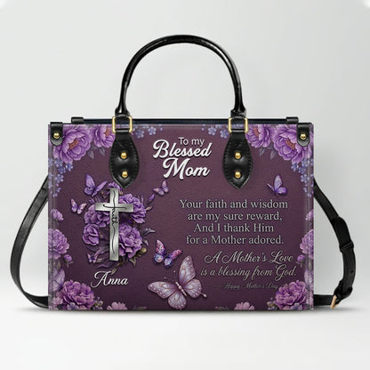 CHRISTIANARTBAG | Personalized Leather Handbag - Blessed Mother Edition - Custom Name & Faith Design CAB14626