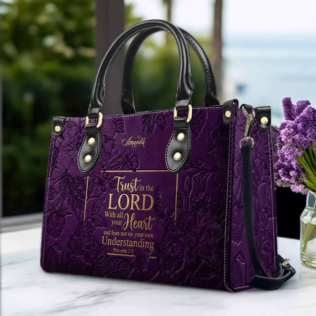 Personalized Bible Verse Leather Handbag - Custom Name Christian Tote Bag | CHRISTIANARTBAG 01080626