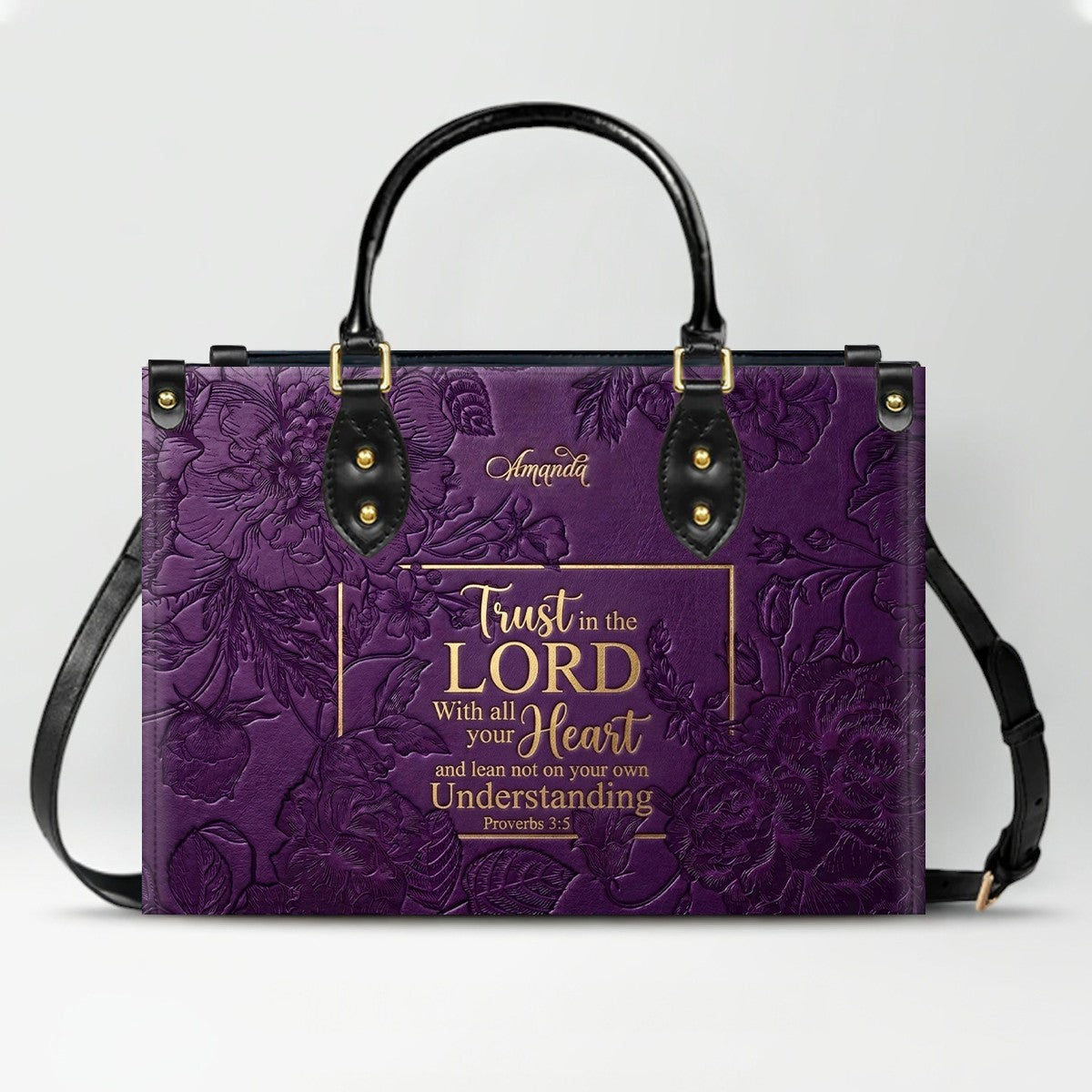Personalized Bible Verse Leather Handbag - Custom Name Christian Tote Bag | CHRISTIANARTBAG 01080626