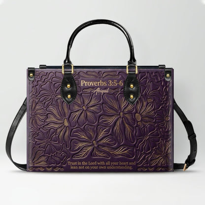 CHRISTIANARTBAG Personalized Leather Handbag - Custom Name & Bible Verse Floral Embossed Tote Bag for Women CAB01101726