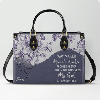 Christian Personalized Leather Handbag Flower for Women – Custom Name & Scripture | CHRISTIANARTBAG CAB031326