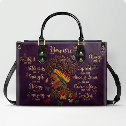 CHRISTIANARTBAG Personalized Leather Handbag - Custom Maya Green | African American Christian Gifts "You Are Beautiful" Bible Verse Shoulder Bag