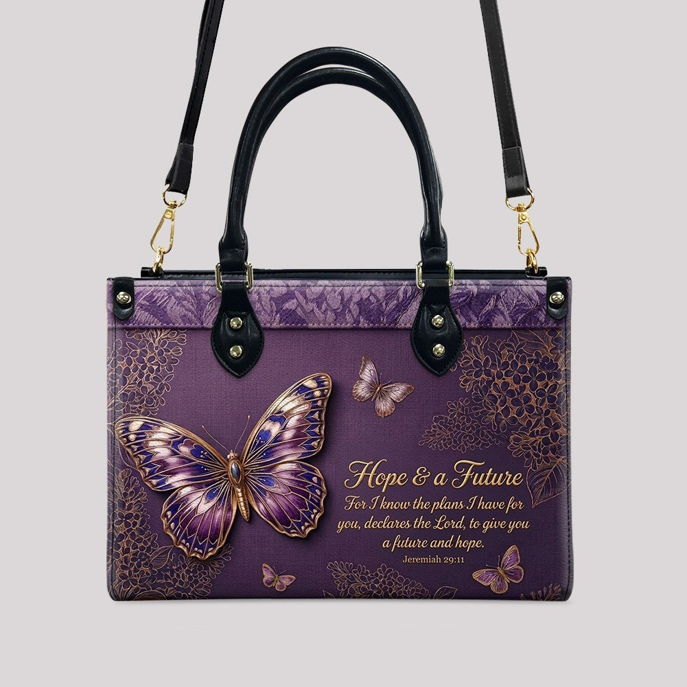 Personalized Butterfly Leather Handbag with Bible Verse | CHRISTIANARTBAG 01080126