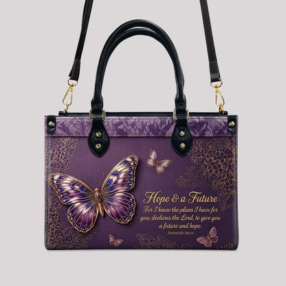 Personalized Butterfly Leather Handbag with Bible Verse | CHRISTIANARTBAG 01080126