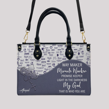 Christian Personalized Leather Handbag Flower for Women – Custom Name & Scripture | CHRISTIANARTBAG