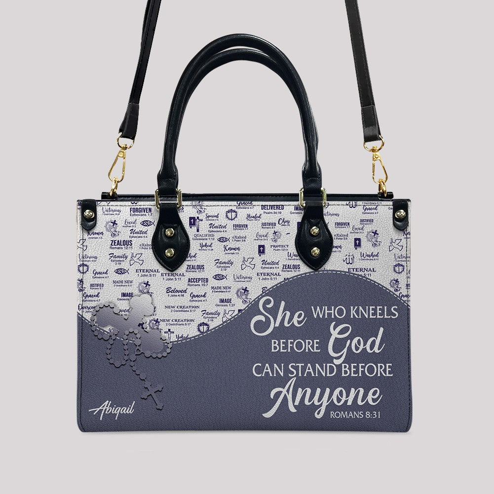 Christian Personalized Leather Handbag Flower for Women – Custom Name & Scripture | CHRISTIANARTBAG