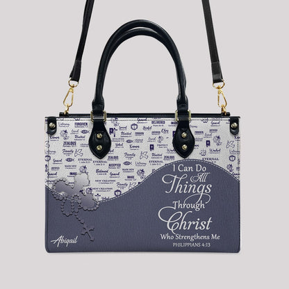 Christian Personalized Leather Handbag Flower for Women – Custom Name & Scripture | CHRISTIANARTBAG