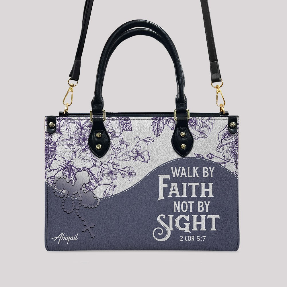 Christian Personalized Leather Handbag Flower for Women – Custom Name & Scripture | CHRISTIANARTBAG