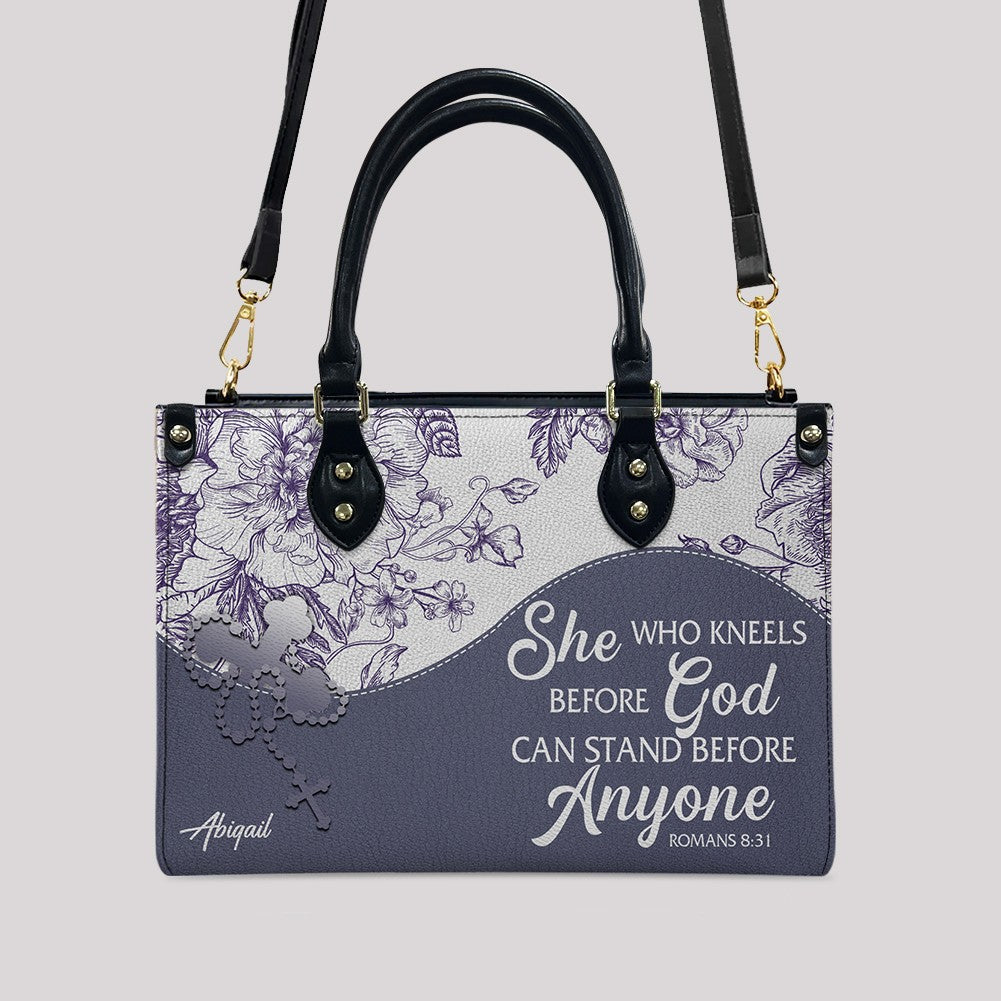 Christian Personalized Leather Handbag Flower for Women – Custom Name & Scripture | CHRISTIANARTBAG