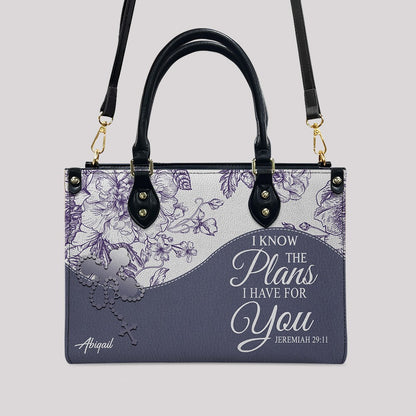 Christian Personalized Leather Handbag Flower for Women – Custom Name & Scripture | CHRISTIANARTBAG