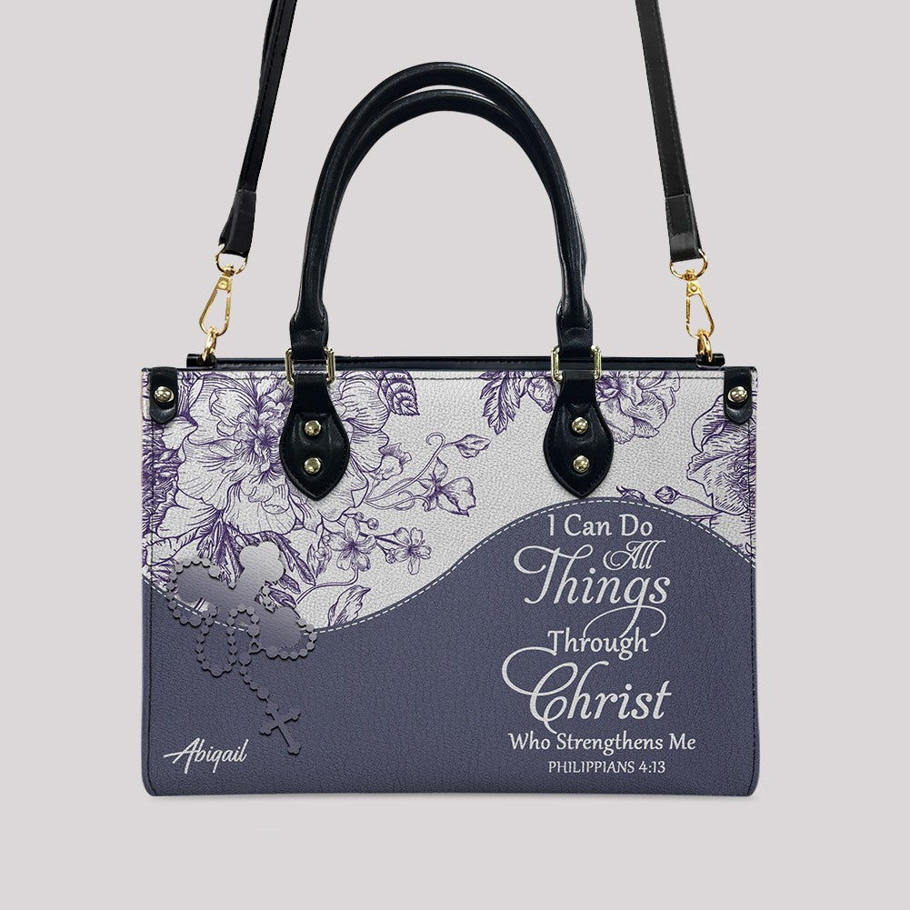 Christian Personalized Leather Handbag Flower for Women – Custom Name & Scripture | CHRISTIANARTBAG