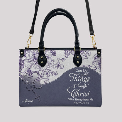 Christian Personalized Leather Handbag Flower for Women – Custom Name & Scripture | CHRISTIANARTBAG
