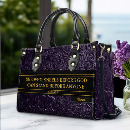 Luxury Embossed Leather Christian Tote Bag - Custom Name & Scripture Purse - Premium Faith Gift for Women CAB0132426