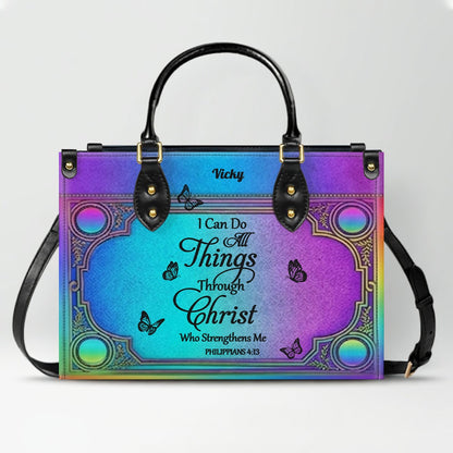"I Can Do All Things" Inspirational Leather Bag & Wallet Set - Personalized Religious Gift - CHRISTIANARTBAG CAB0142326