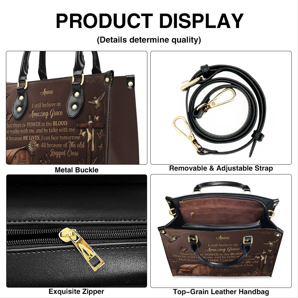 Personalized Leather Handbag for Women, Custom Christian Amazing Grace Purse with Name - CHRISTIANARTBAG CAB02100426