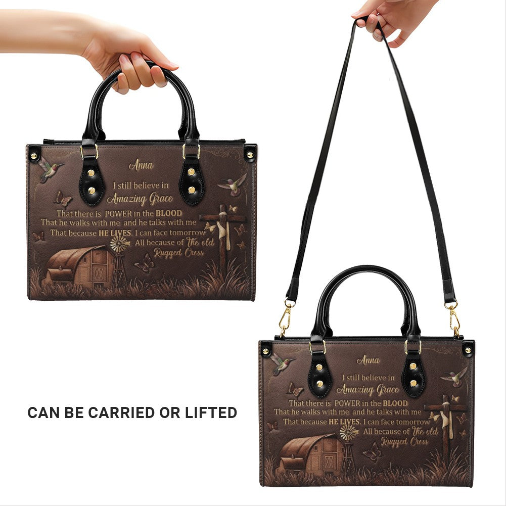 Personalized Leather Handbag for Women, Custom Christian Amazing Grace Purse with Name - CHRISTIANARTBAG CAB02100426