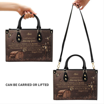 Personalized Leather Handbag for Women, Custom Christian Amazing Grace Purse with Name - CHRISTIANARTBAG CAB02100426