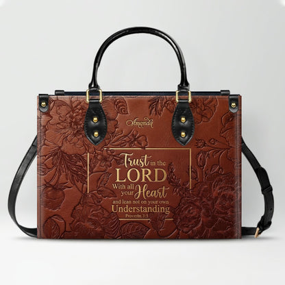 Personalized Bible Verse Leather Handbag - Custom Name Christian Tote Bag | CHRISTIANARTBAG 01080626