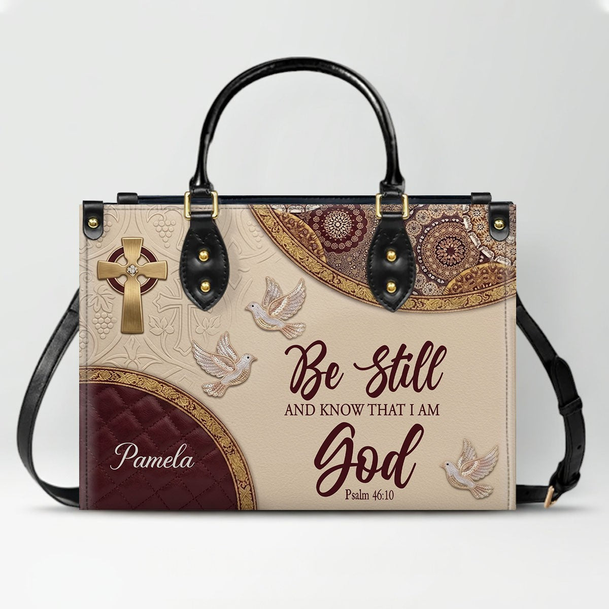 CHRISTIANARTBAG Personalized Leather Handbag and Long Wallet Set, Custom Name Scripture Bible Verse Tote Bag, Christian Gifts for Women CAB01051826