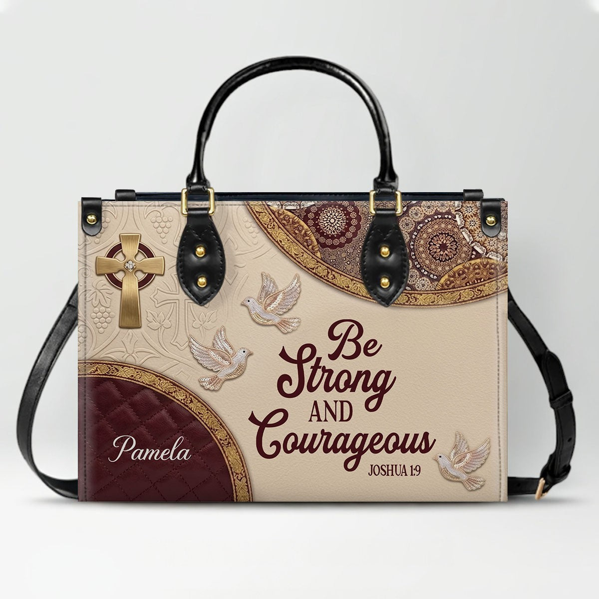 CHRISTIANARTBAG Personalized Leather Handbag and Long Wallet Set, Custom Name Scripture Bible Verse Tote Bag, Christian Gifts for Women CAB01051826