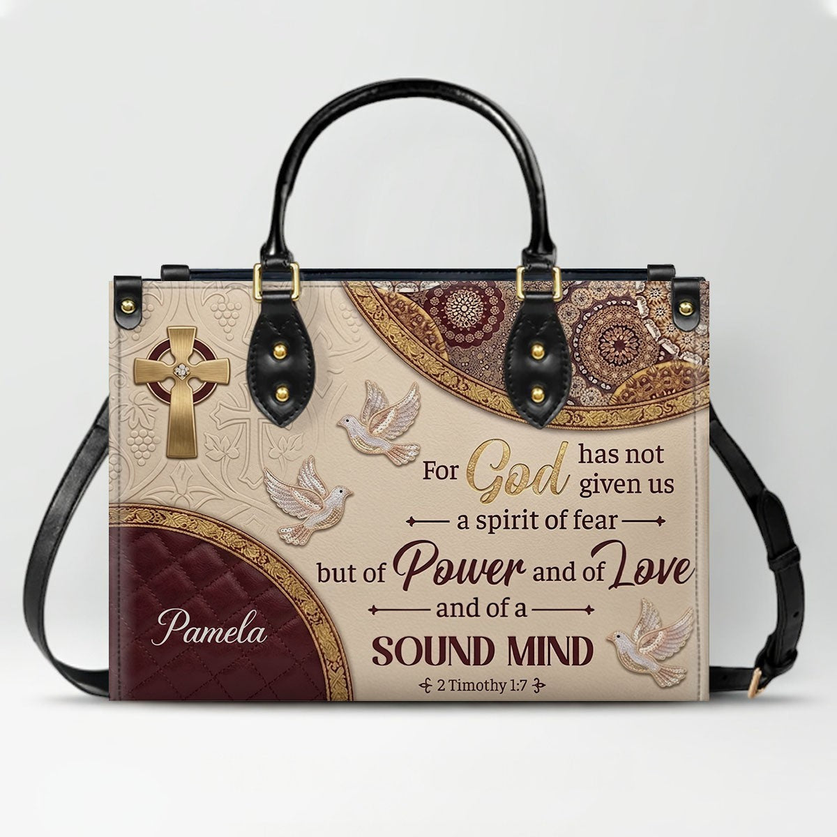 CHRISTIANARTBAG Personalized Leather Handbag and Long Wallet Set, Custom Name Scripture Bible Verse Tote Bag, Christian Gifts for Women CAB01051826
