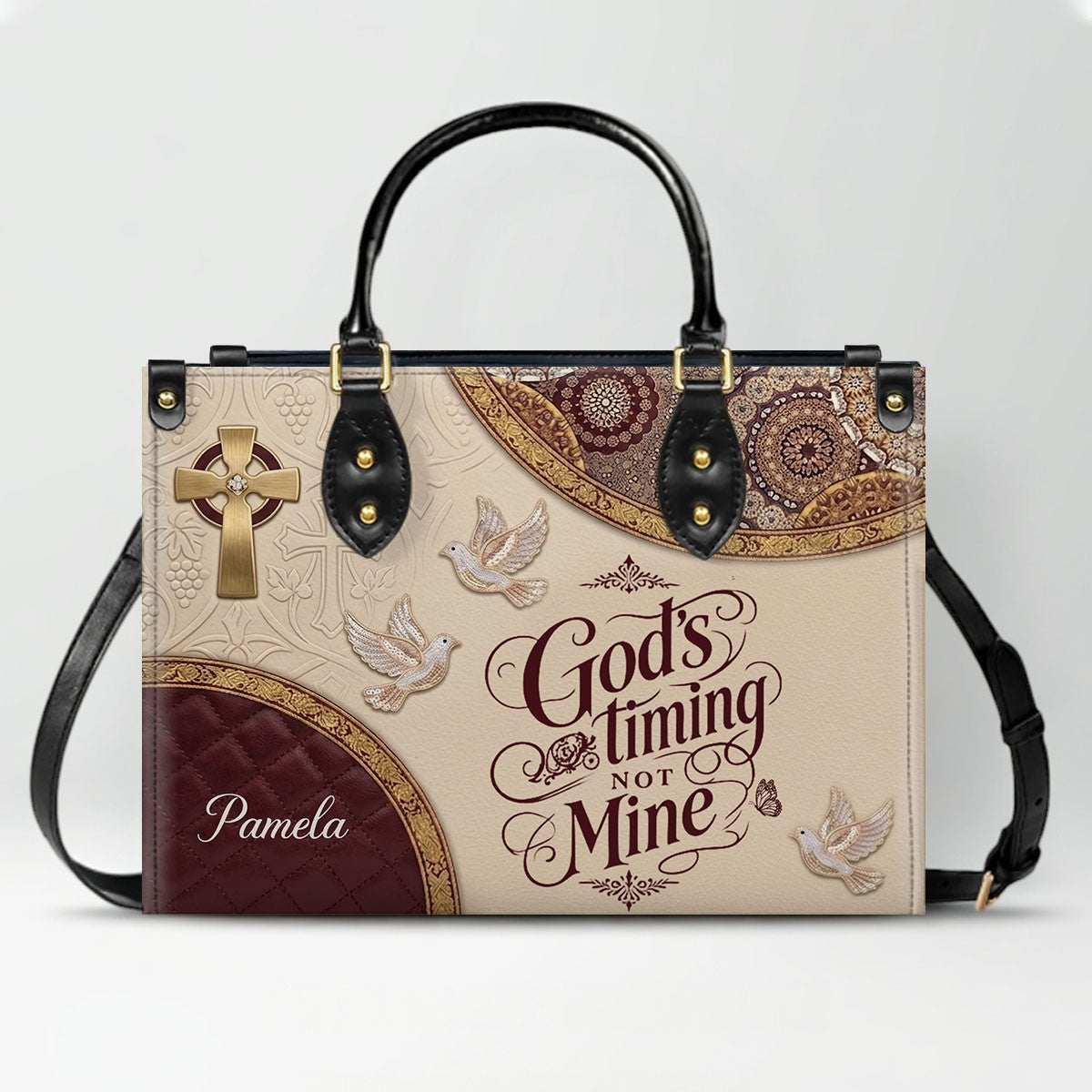 CHRISTIANARTBAG Personalized Leather Handbag and Long Wallet Set, Custom Name Scripture Bible Verse Tote Bag, Christian Gifts for Women CAB01051826