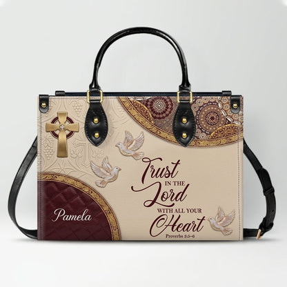 CHRISTIANARTBAG Personalized Leather Handbag and Long Wallet Set, Custom Name Scripture Bible Verse Tote Bag, Christian Gifts for Women CAB01051826