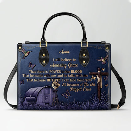 Personalized Leather Handbag for Women, Custom Christian Amazing Grace Purse with Name - CHRISTIANARTBAG CAB02100426