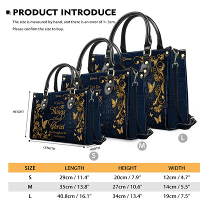 CHRISTIANARTBAG™ Personalized Leather Handbag - Custom Name "I Can Do All Things Through Christ" Philippians 4:13 Bible Verse Tote Purse