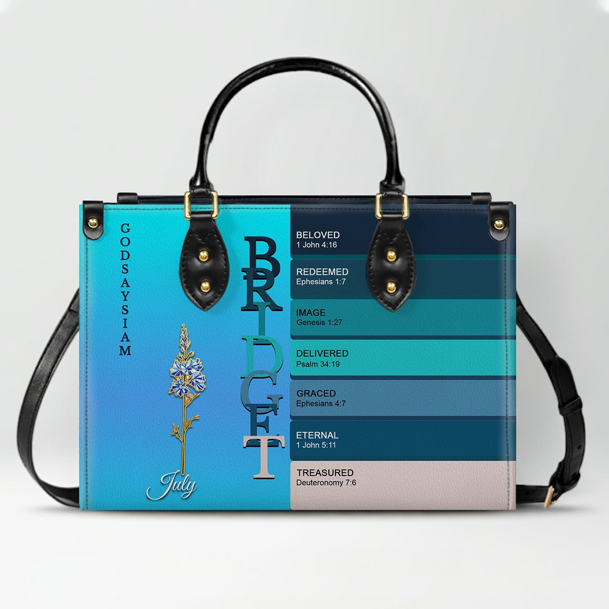 Uncover the sacred meaning of your name - Custom Name & Month Flower - Personalized Leather Handbag - CHRISTIANARTBAG 01181125