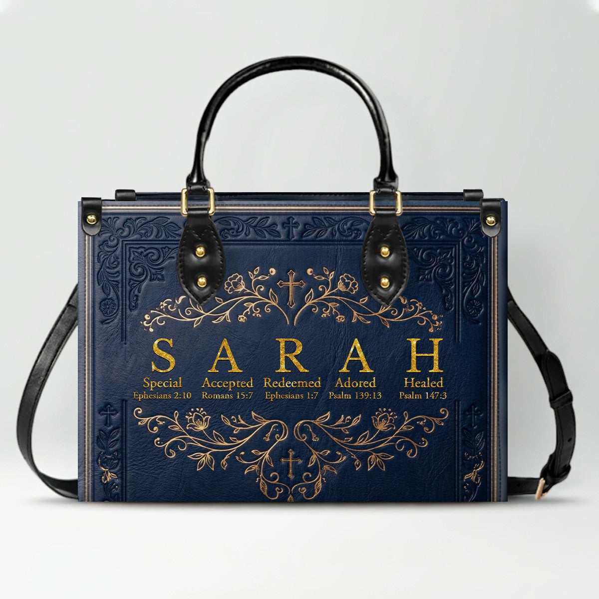 CHRISTIANARTBAG Personalized Name Meaning Bible Verse Leather Handbag - Custom Christian Acrostic Name Tote Bag for Women - CAB01101526