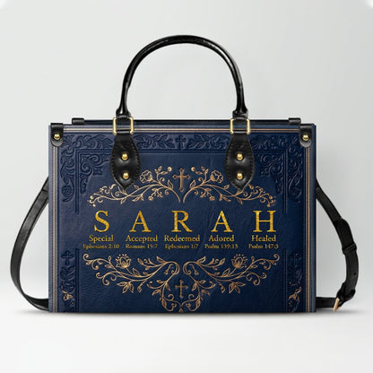 CHRISTIANARTBAG Personalized Name Meaning Bible Verse Leather Handbag - Custom Christian Acrostic Name Tote Bag for Women - CAB01101526