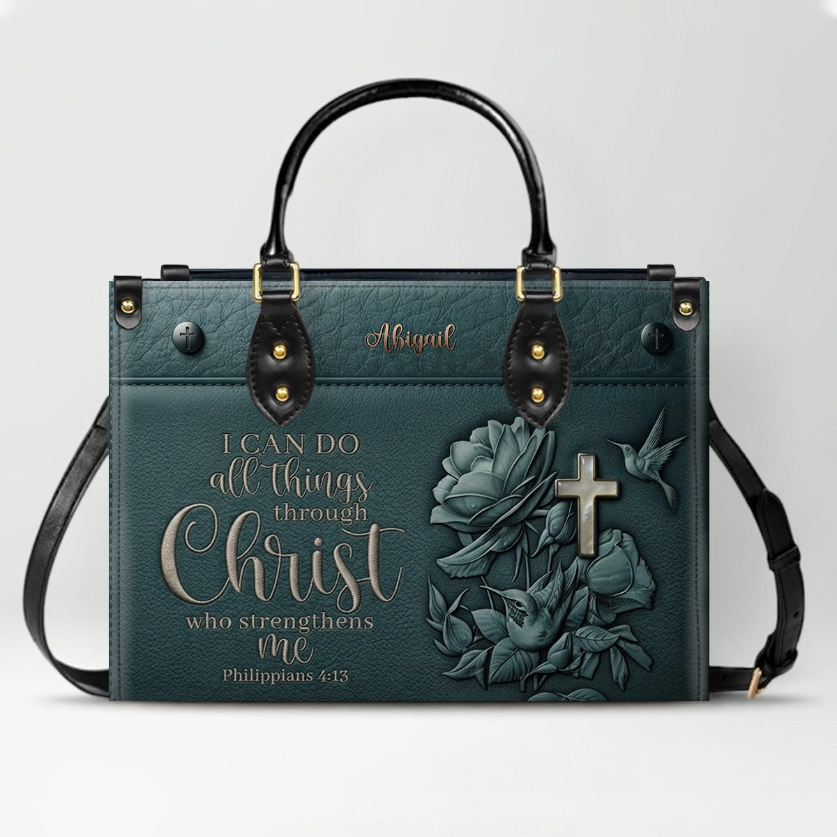 Custom Name Christian Leather Handbag & Wallet Set - Personalized Bible Verse Tote Bag | CHRISTIANARTBAG 01072726