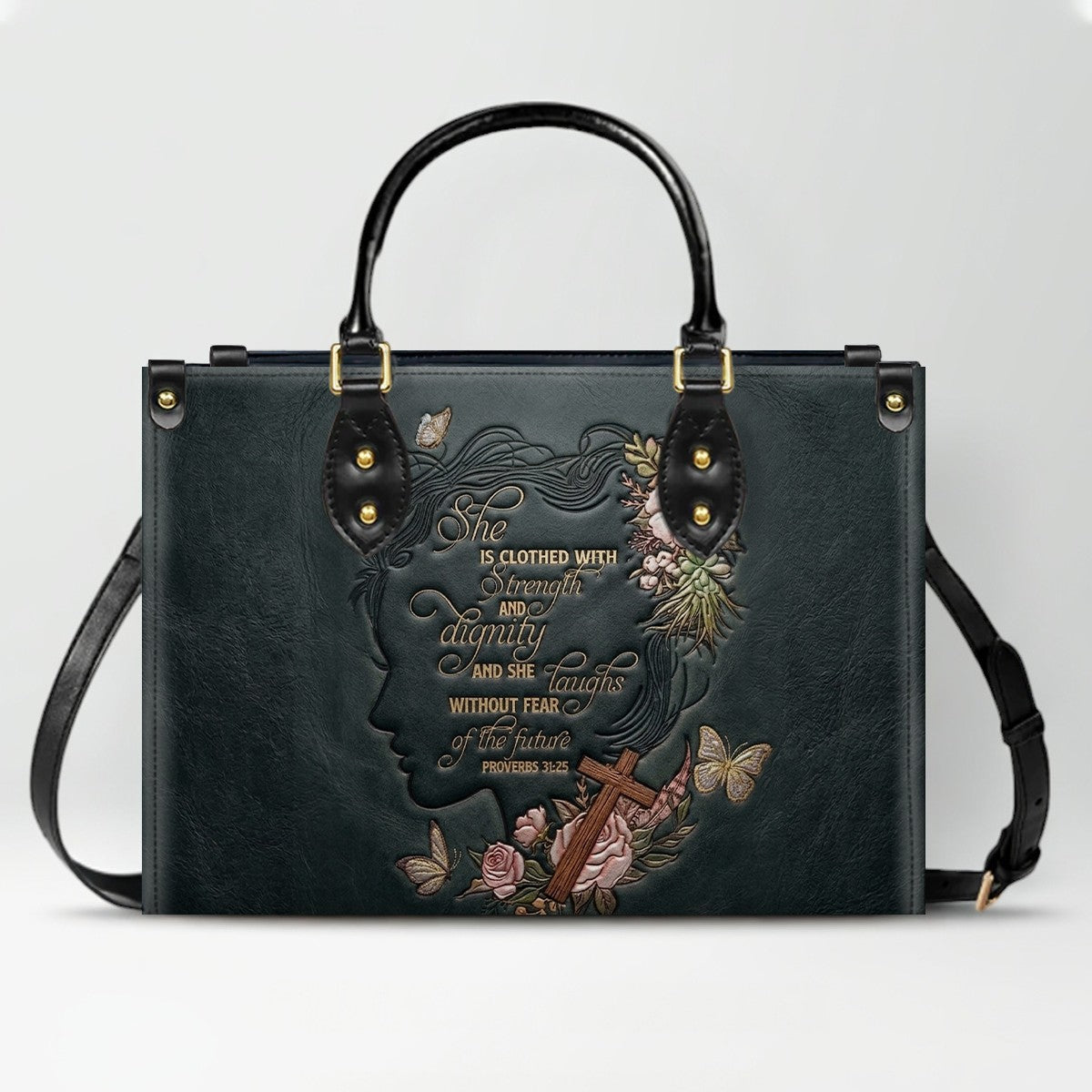 CHRISTIANARTBAG Personalized Leather Handbag - Custom Proverbs 31 in Burgundy - CAB0171326
