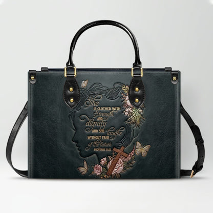 CHRISTIANARTBAG Personalized Leather Handbag - Custom Proverbs 31 in Burgundy - CAB0171326