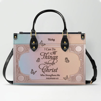 "I Can Do All Things" Inspirational Leather Bag & Wallet Set - Personalized Religious Gift - CHRISTIANARTBAG CAB0142326