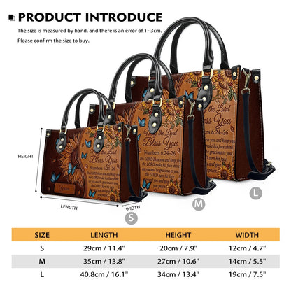 CHRISTIANARTBAG Personalized Leather Handbag with Sunflower & Bible Verse - Custom Name Christian Scripture Tote Bag CAB01070726