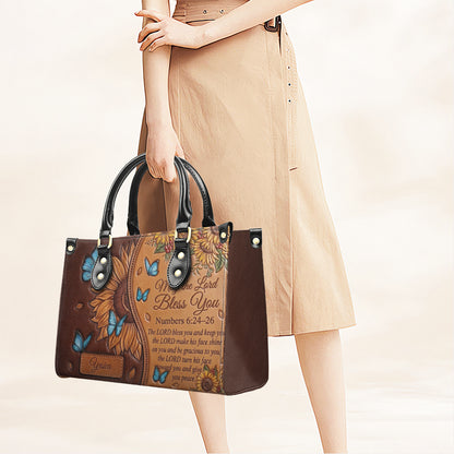 CHRISTIANARTBAG Personalized Leather Handbag with Sunflower & Bible Verse - Custom Name Christian Scripture Tote Bag CAB01070726