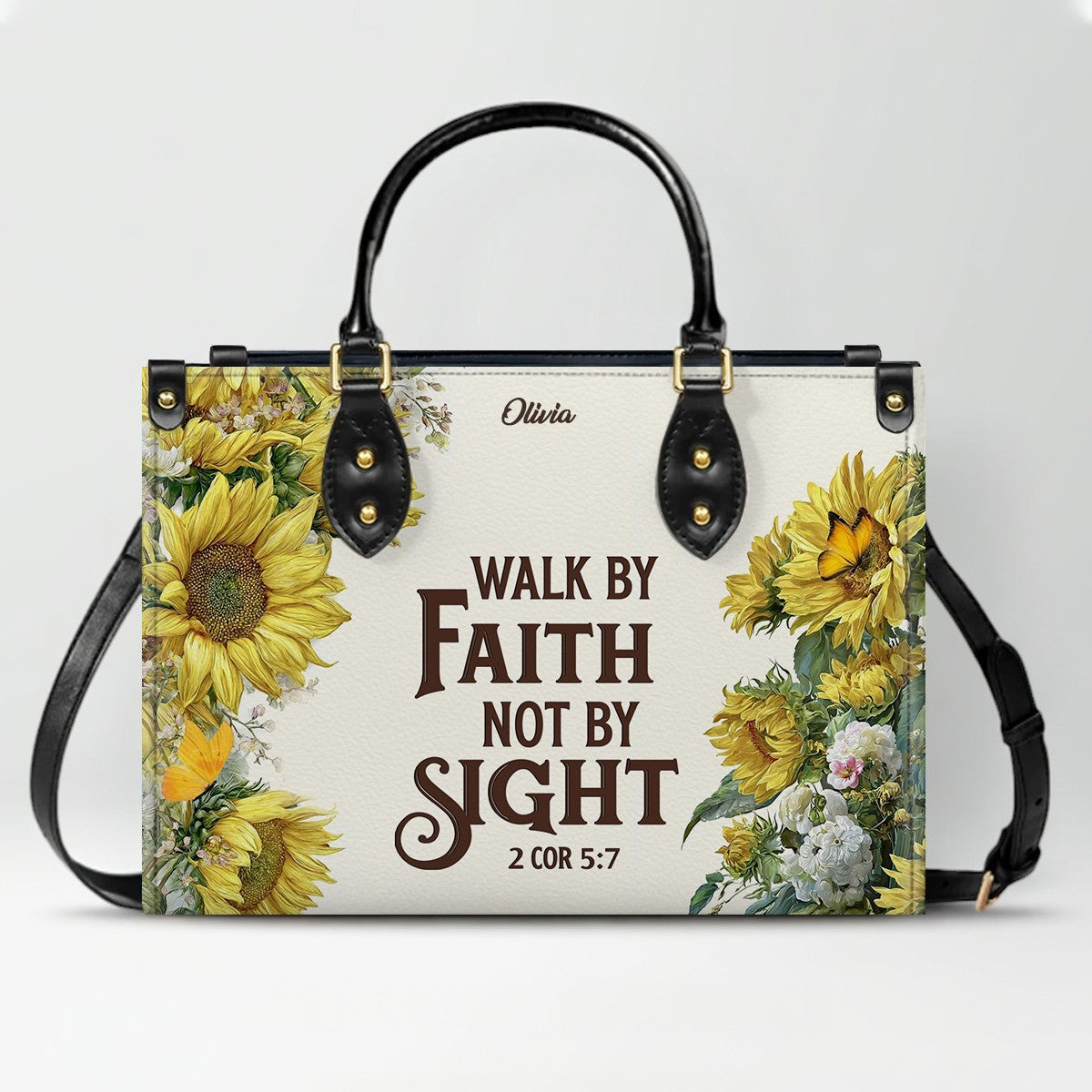 Personalized Christian Leather Handbag for Women – Custom Name & Bible Verse | CHRISTIANARTBAG CAB011426