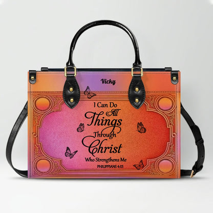 "I Can Do All Things" Inspirational Leather Bag & Wallet Set - Personalized Religious Gift - CHRISTIANARTBAG CAB0142326