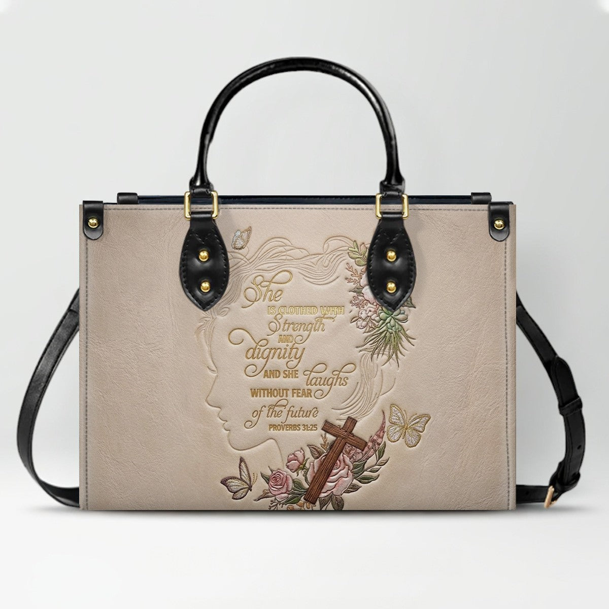 CHRISTIANARTBAG Personalized Leather Handbag - Custom Proverbs 31 in Burgundy - CAB0171326