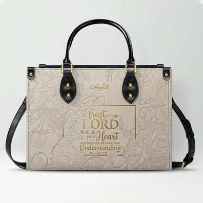 Personalized Bible Verse Leather Handbag - Custom Name Christian Tote Bag | CHRISTIANARTBAG 01080626