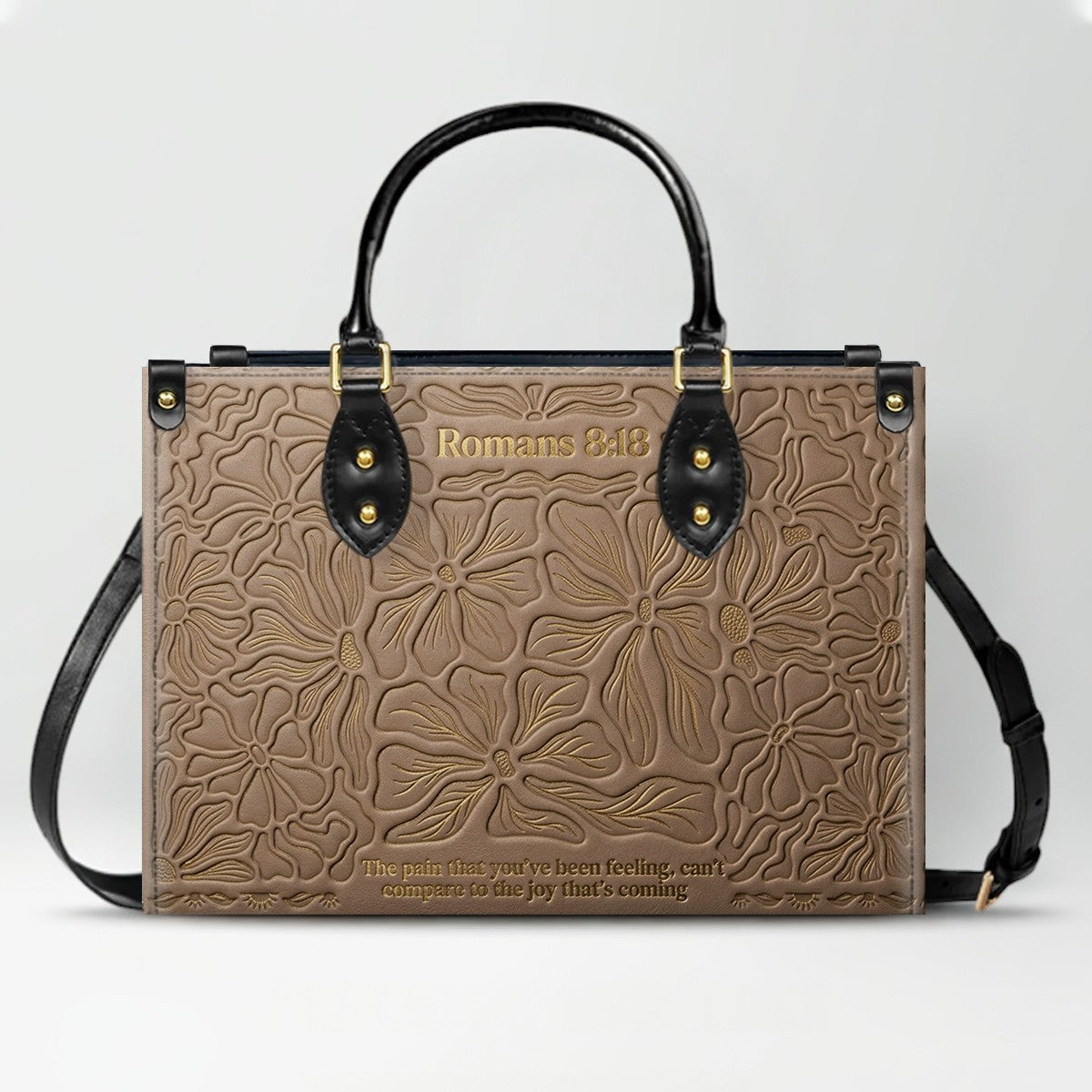 CHRISTIANARTBAG Personalized Leather Handbag - Custom Name & Bible Verse Floral Embossed Tote Bag for Women CAB01101726