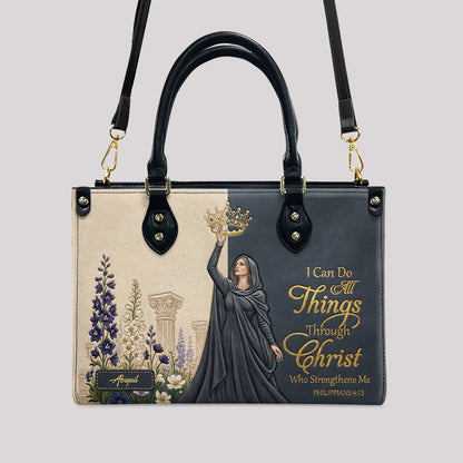 Personalized Christian Leather Handbag - Custom Photo & Name Philippians 4:13 Purse | CHRISTIANARTBAG CAB02101326