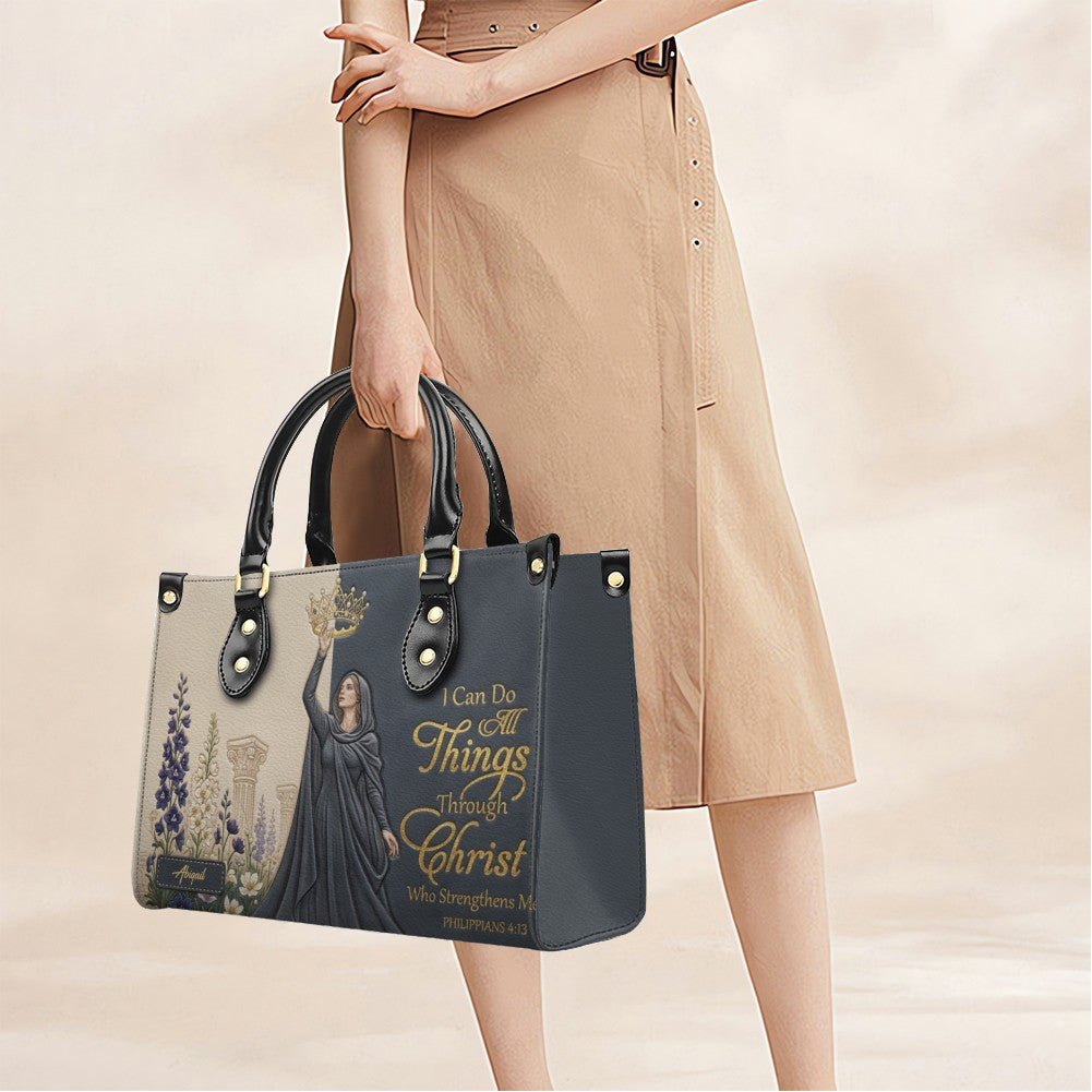 Personalized Christian Leather Handbag - Custom Photo & Name Philippians 4:13 Purse | CHRISTIANARTBAG CAB02101326