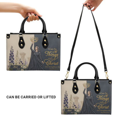 Personalized Christian Leather Handbag - Custom Photo & Name Philippians 4:13 Purse | CHRISTIANARTBAG CAB02101326